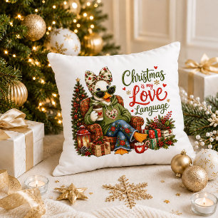 Kersttypografie Rood Groen Citat Kussensloop Kussen