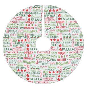 Kersttypografie Rood & Groen Naadloos Patroon Kerstboom Rok