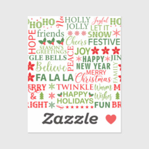 Kersttypografie Rood & Groen Naadloos Patroon Sticker