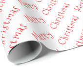 Kersttypografie Rood op wit omslagpapier Cadeaupapier (Rol Hoek)