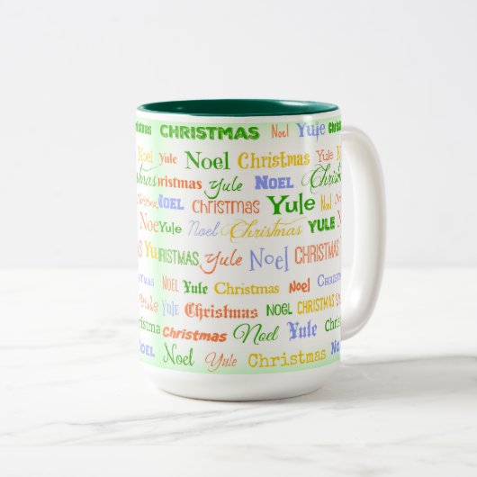 kersttypografie tweekleurige koffiemok (Voorkant rechts)