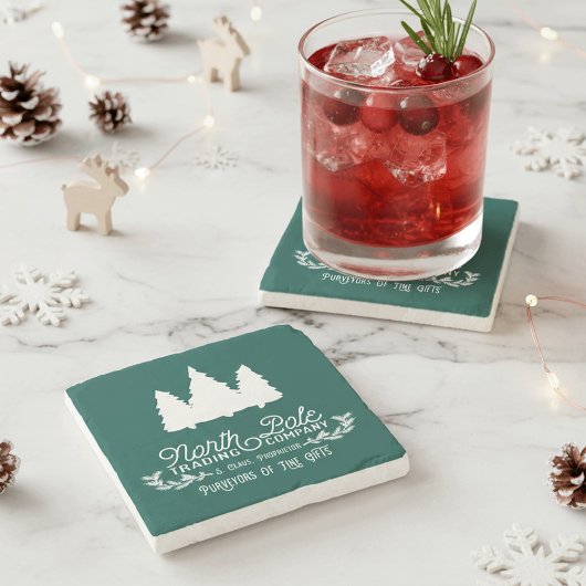 kersttypografie van North Pole Trading Company Stenen Onderzetter