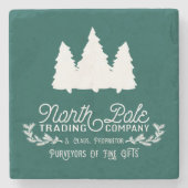 kersttypografie van North Pole Trading Company Stenen Onderzetter (Voorkant)