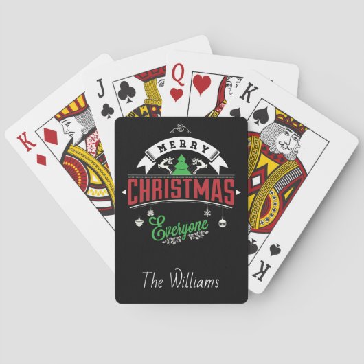 Kersttypografie, vrolijk kerstfeest Iedereen Speelkaarten (Achterkant)