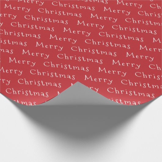 Kersttypografie White op Dark Red Cadeaupapier (Hoek)