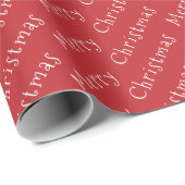 Kersttypografie White op Dark Red Cadeaupapier (Rol Hoek)