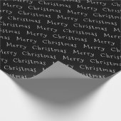 Kersttypografie White op zwart omslagpapier Cadeaupapier (Hoek)