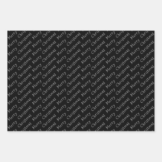 Kersttypografie zwart-wit inpakpapier vel (Voorkant 2)