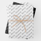 Kersttypografie zwart-wit inpakpapier vel (In situ)