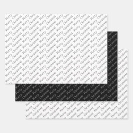Kersttypografie zwart-wit inpakpapier vel