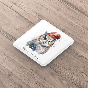 Kerstuil, aanpasbaar vierkante button 5,1 cm