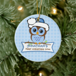 Kerstuil-hanger voor de eerste kerst van de baby keramisch ornament