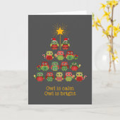 Kerstuil is rustig in Schattigee uil illustraties Kaart (Gele Bloem)