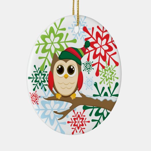 kerstuil keramisch ornament (Rechts)