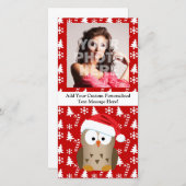 Kerstuil met Kerstmannenhoed Feestdagenkaart (Voorkant / Achterkant)