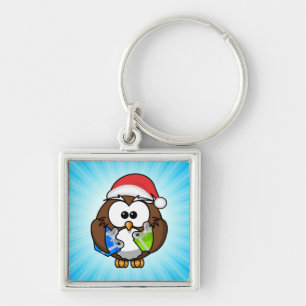 Kerstuil met kerstmuts-15840 sleutelhanger