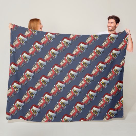 Kerstuil met Sinterklaaspak en Rode Sjaal Fleece Deken (In situ)