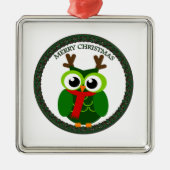 kerstuil metalen ornament (Voorkant)