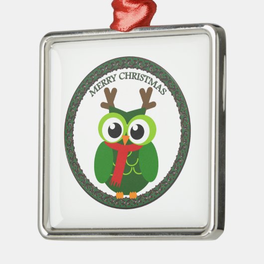 kerstuil metalen ornament (Links)