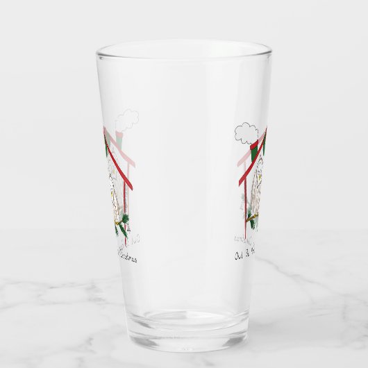 Kerstuil Schattig Grappig Vakantie Glas (Rechts)