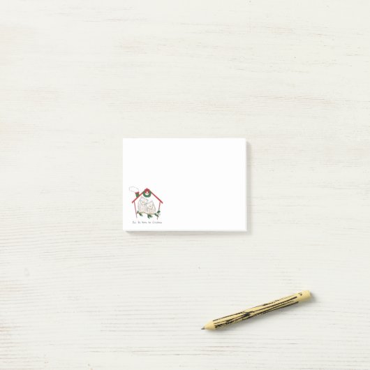 Kerstuil Thuis Cute Post-it® Notes (Op bureau)