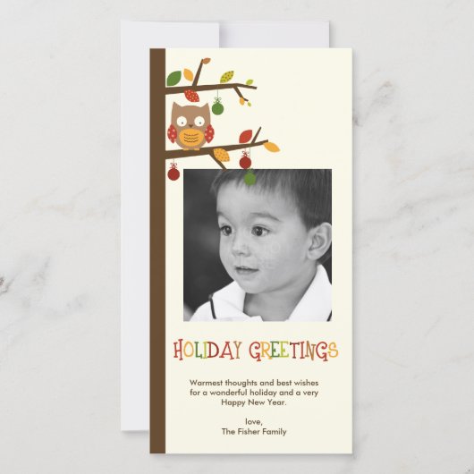 Kerstuil Vakantie Fotokaart Feestdagenkaart (Voorkant)
