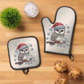 Kerstuil Vakantie Ovenwant & Pannenlap Set (Top down)
