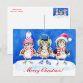 kerstuil waterverf kunst feestdagenkaart (Voorkant / Achterkant)