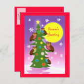 kerstuilenboom feestdagenkaart (Voorkant / Achterkant)