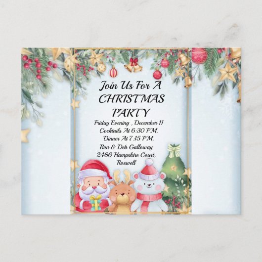 Kerstuitnodiging briefkaart (Voorkant)