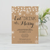 Kerstuitnodiging / Eat Drink & BE Merry Invite Kaart (Staand voorkant)
