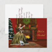 Kerstuitnodiging,  feestdag thuis kaart (Voorkant / Achterkant)