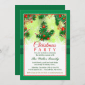 Kerstuitnodiging - feestelijke partij rood en groe kaart (Voorkant / Achterkant)