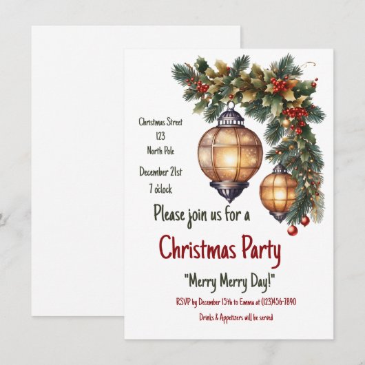  Kerstuitnodiging Kaart (Voorkant / Achterkant)