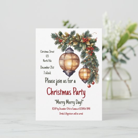 Kerstuitnodiging Kaart (Staand voorkant)