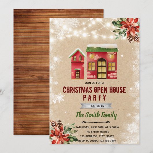 kerstuitnodiging kaart (Voorkant / Achterkant)