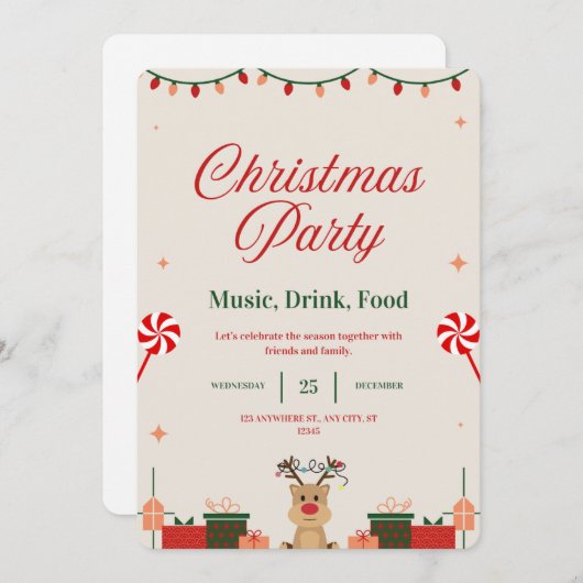 Kerstuitnodiging Kaart (Voorkant / Achterkant)