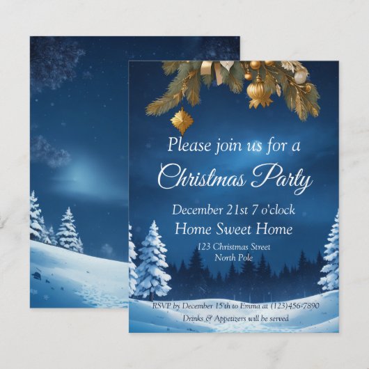 kerstuitnodiging kaart (Voorkant / Achterkant)