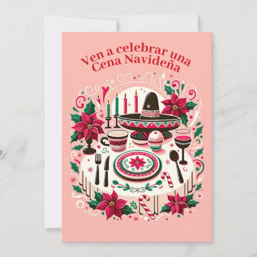Kerstuitnodiging Kerstavondiners Spanish Kaart (Voorkant)