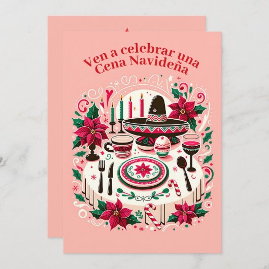 Kerstuitnodiging Kerstavondiners Spanish Kaart (Voorkant / Achterkant)