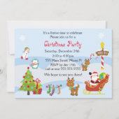 Kerstuitnodiging Kinder Feest Sneeuwman Santa Kaart (Voorkant)
