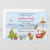 Kerstuitnodiging Kinder Feest Sneeuwman Santa Kaart (Voorkant / Achterkant)