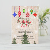 Kerstuitnodiging met Kerstversiering Kaart (Staand voorkant)