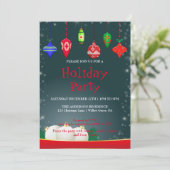 Kerstuitnodiging met Kerstversiering Kaart (Staand voorkant)