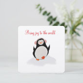 Kerstuitnodiging met kleine pinguïn kaart (Staand voorkant)