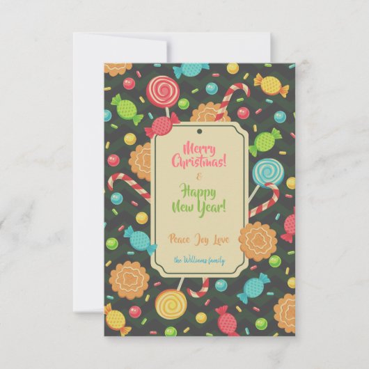 Kerstuitnodiging met snoep kaart (Voorkant)
