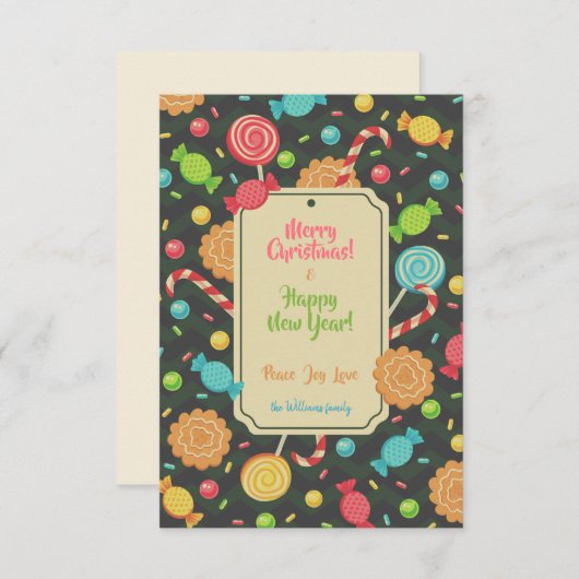 Kerstuitnodiging met snoep kaart (Voorkant / Achterkant)