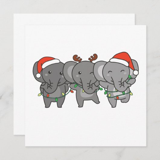 Kerstuitnodiging Olifant Kerst Kerst Dieren Cute Kaart (Voorkant / Achterkant)