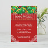 Kerstuitnodiging - Rood- en feestelijke decoraties Kaart (Staand voorkant)