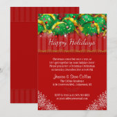 Kerstuitnodiging - Rood- en feestelijke decoraties Kaart (Voorkant / Achterkant)